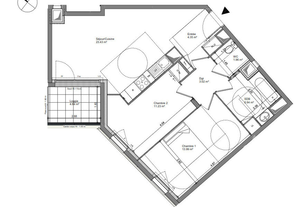 Appartement a louer bagneux - 3 pièce(s) - 69 m2 - Surfyn