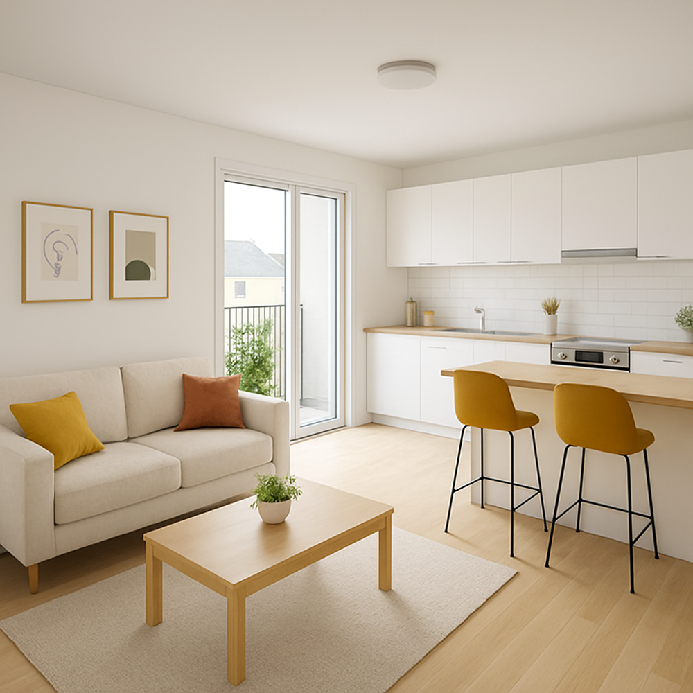 Appartement 2 pièces de 46 m2 (L'Huisserie)