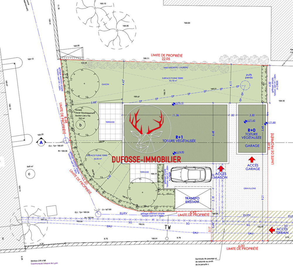 Vente Terrain Terrain constructible 342 m² Lyon 9e Proche quais de Saône Lyon 9