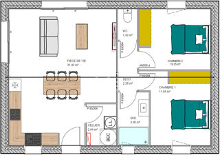  Maison � vendre 3 pi�ces 63 m�