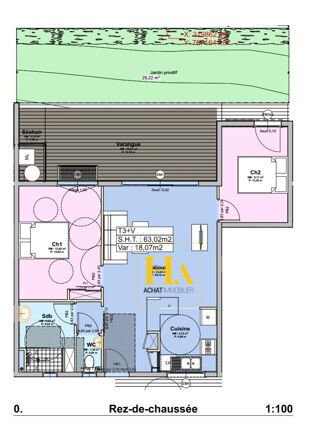  Appartement � vendre 3 pi�ces 63 m�