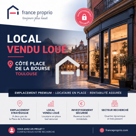 &Agrave; vendre : Toulouse - Hyper centre ; Murs commerciaux 35m&sup2; Place de la Bourse 185000 31000 Toulouse