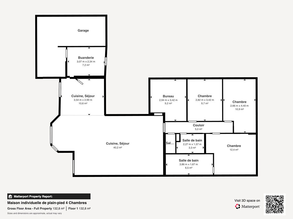 Vente Maison Saint-Thibault-des-Vignes ? Maison de plain-pied 4 chambres avec séjour cathédrale, au calme d'une impasse Saint thibault des vignes