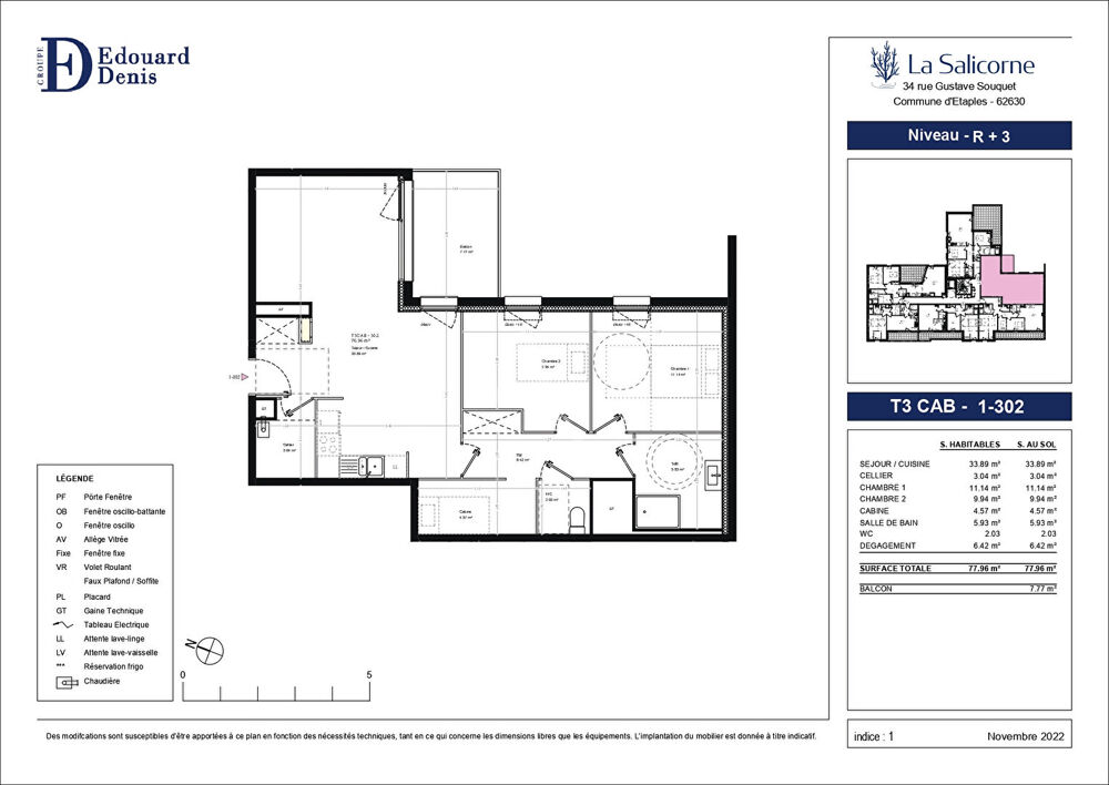 Vente Appartement Appartement Etaples 3 pièces 64.02m² + balcon 5.4m² Etaples