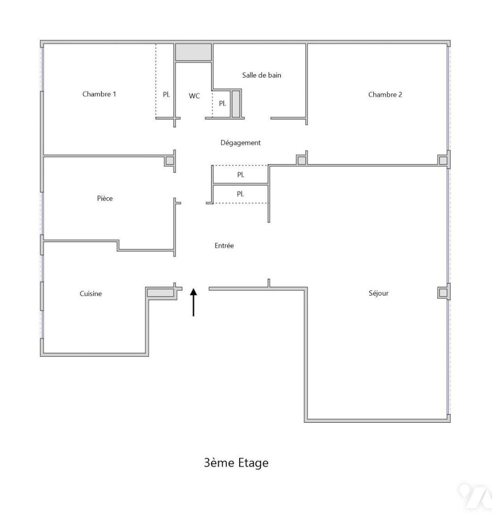 Vente Appartement Résidence Salmson – Le Point du Jour, Au 3eme étage, appartement de 4 pièces, 80,80 m². A rénover. Boulogne-billancourt