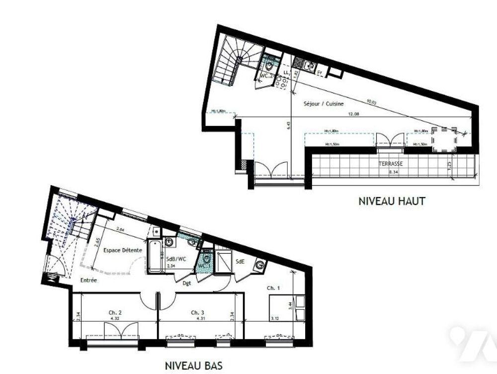Vente Appartement Paris 20  – T4 au 3è et 4è étage d'une résidence immobilier neuf à deux pas du Parc de Belleville Paris 20