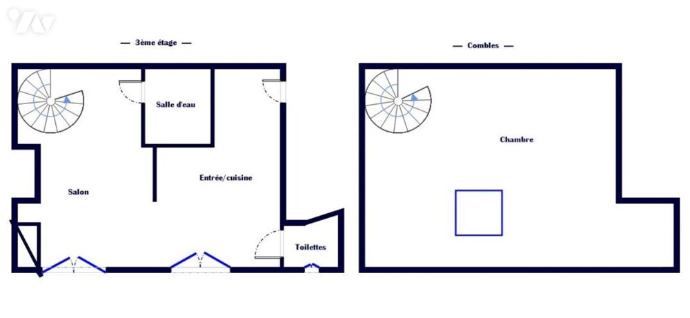Vente Appartement PARIS 7  – PASSAGE LANDRIEU Duplex 2 pièces au dernier étage – À rénover – Lumineux - Calme Paris 7