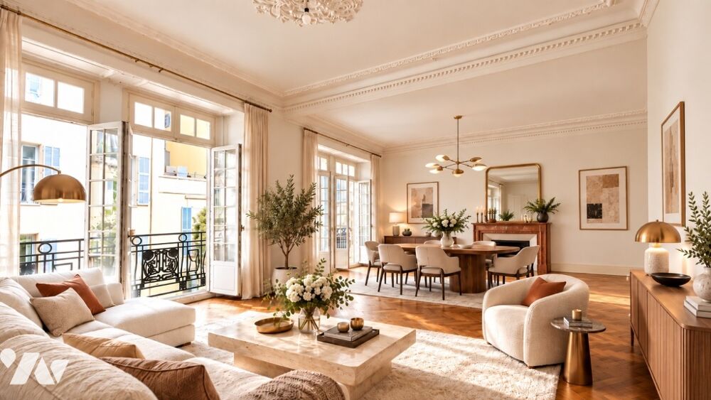 Nice Centre  Appartement bourgeois dexception, 152 m² Carrez  4 chambres. Balcon et cave.