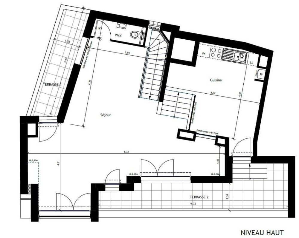 Vente Appartement Paris 20  – T5 aux 3è et 4è étage d'une résidence immobilier neuf à deux pas du Parc de Belleville Paris 20