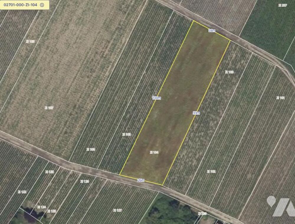 Vente Terrain Parcelle de vigne défrichée, libre. 2 380 m². AOC « Champagne » et « Coteaux Champenois » Saulchery