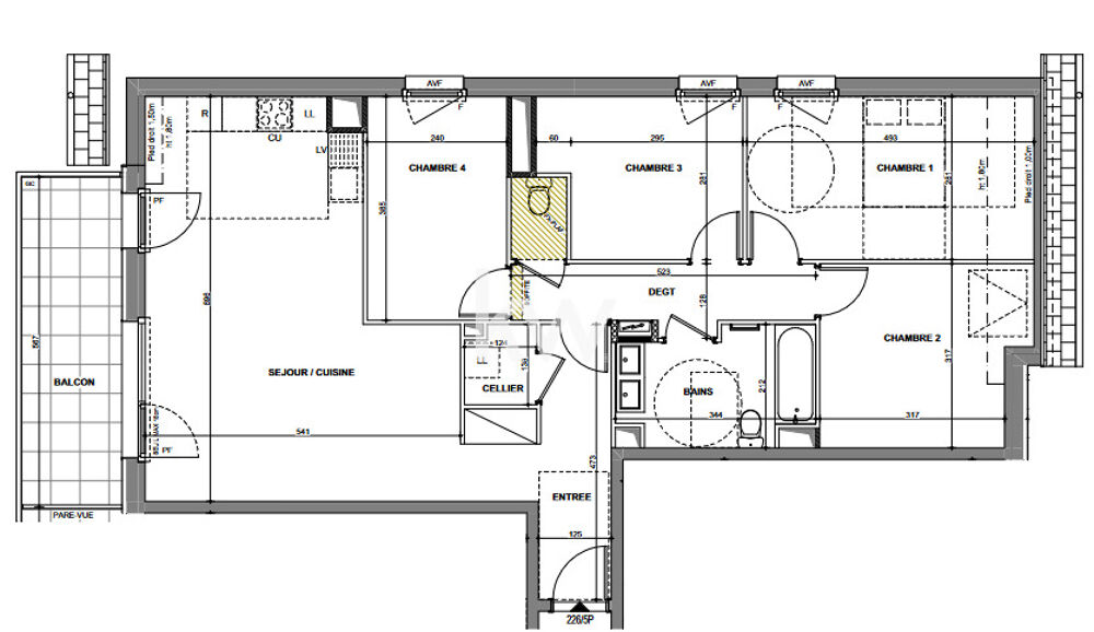 Vente Appartement APPARTEMENT T5(92,1m2) / BEAU SEJOUR / CUISINE US / 4 CHAMBRES / Hoenheim