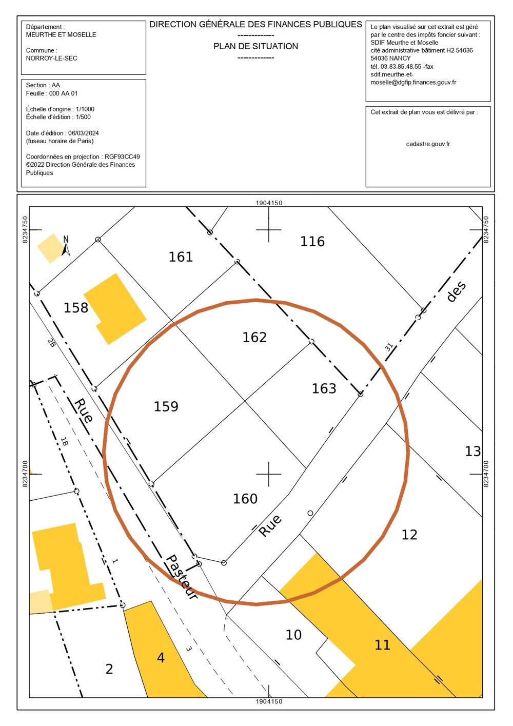 Vente Terrain Terrain (882 m)  vendre  NORROY LE SEC Norroy le sec