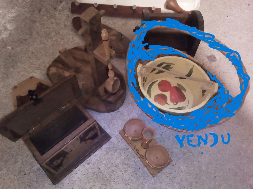 Lot divers objets bois Décoration