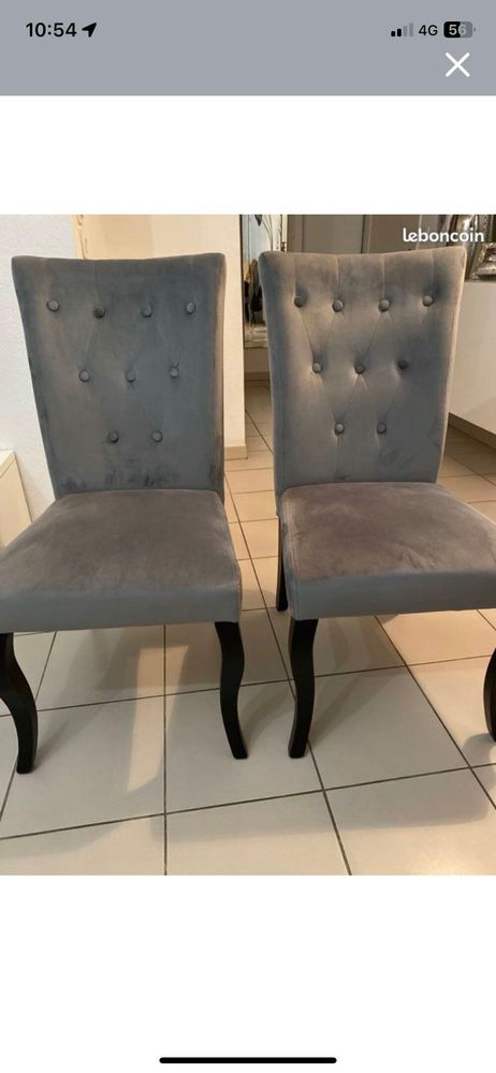 lot de 4 chaises en velours grises Meubles