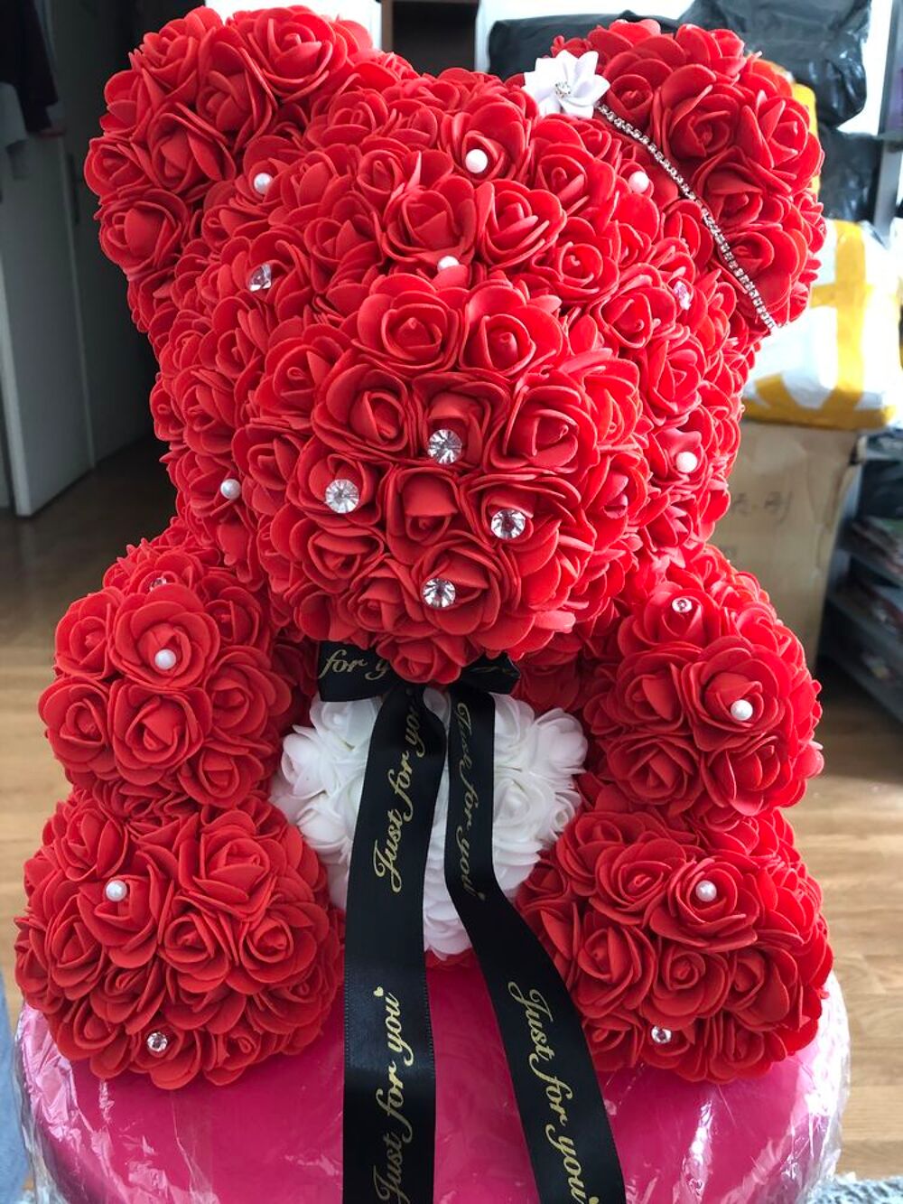 ours de 30 cm avec fleurs artificielles Meubles