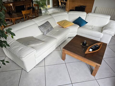 Superbe canap d'angle en cuir blanc. Haut de gamme. 2250 Cestas (33)