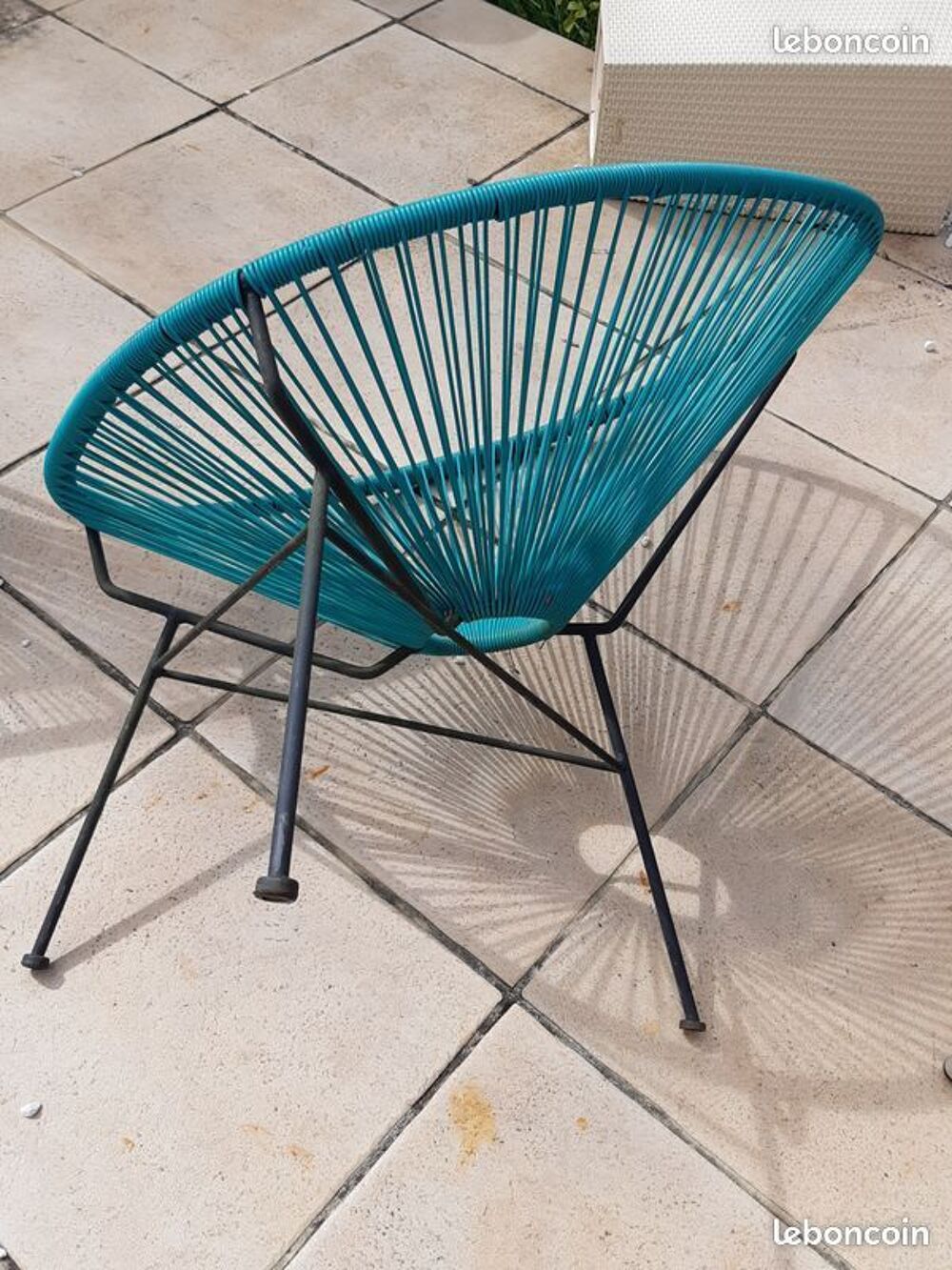 V&eacute;ritable et Grand Fauteuil de jardin Acapulco bleu Design Jardin
