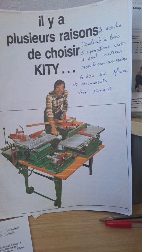 Machines a BOIS  marque KITY   montées  sur table a roulette 1200 Lure (70)