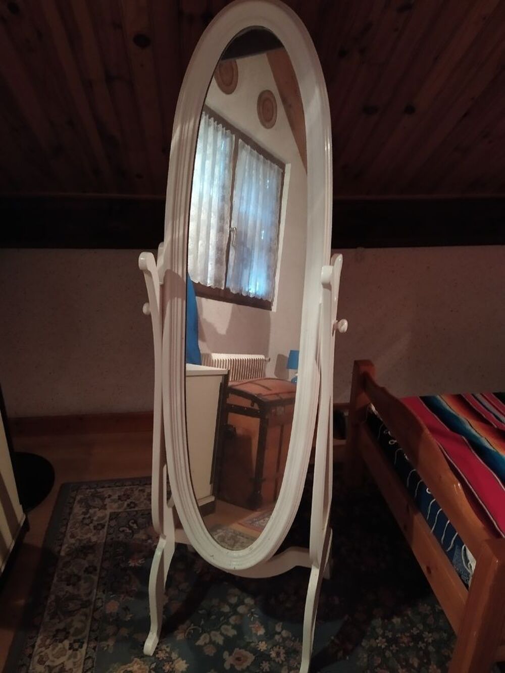 Psych&eacute; blanc avec miroir inclinable Meubles