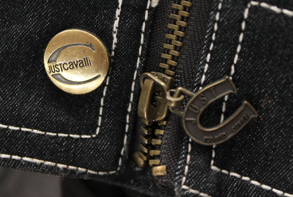 Veste Denim anthracite surpiqures blanches JUST CAVALLI T.L Vêtements