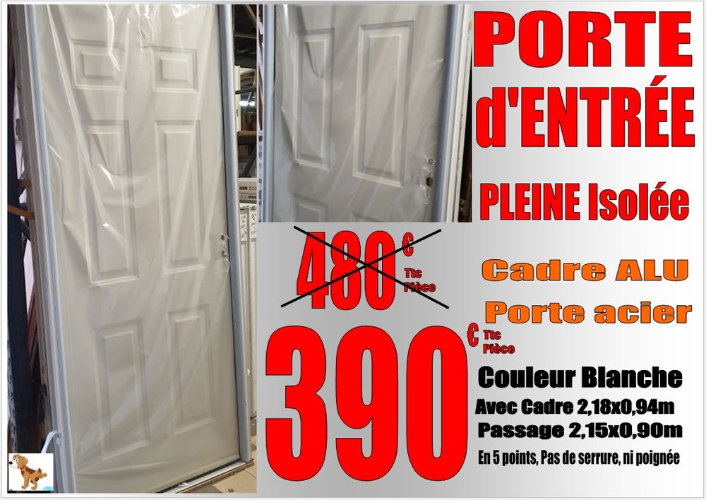 PORTE ENTR&Eacute;E pleine -EXT&Eacute;RIEURE BLANCHE- D&eacute;cor Carr&eacute;e Bricolage