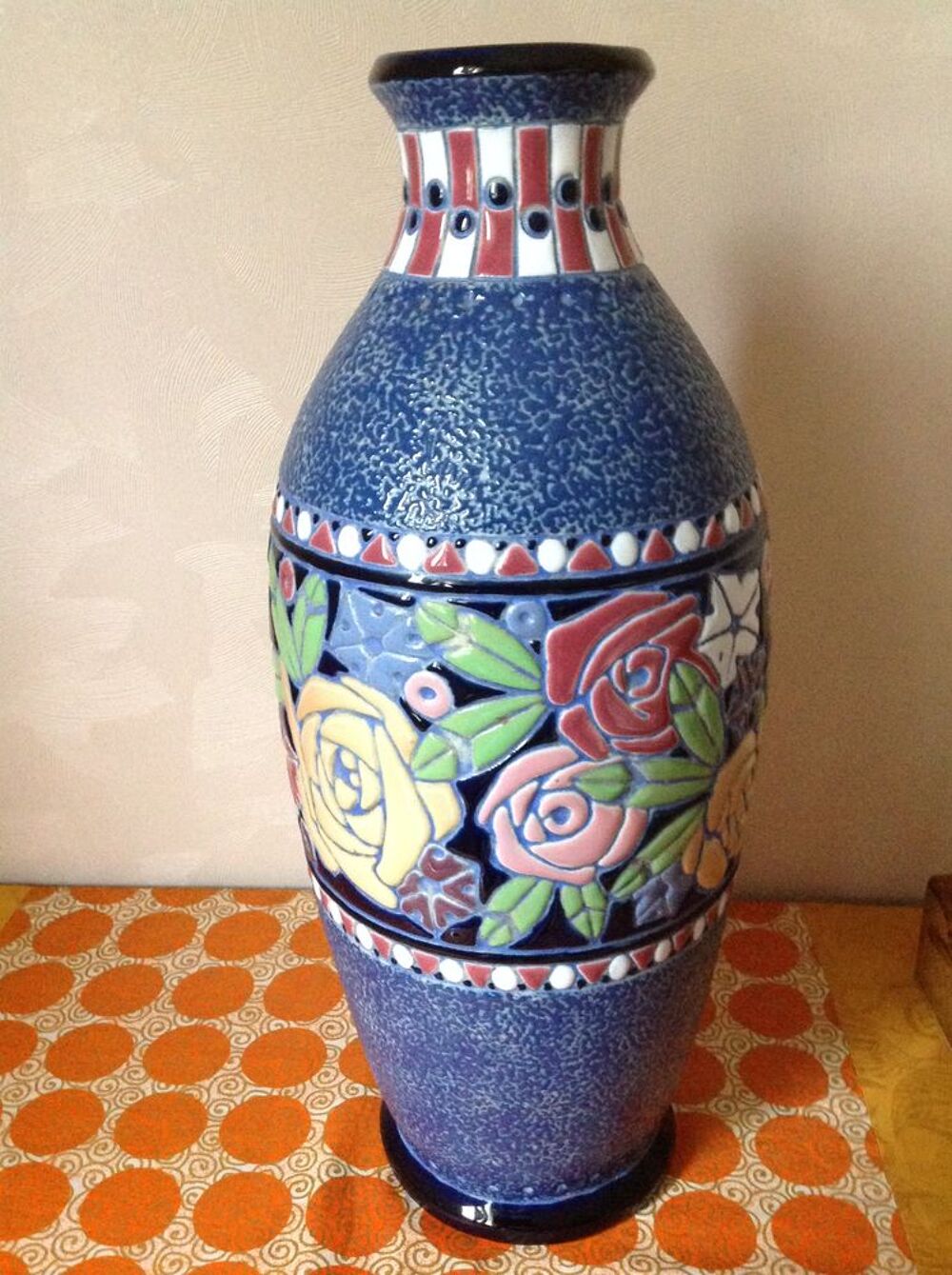 grand vase a col pinc&eacute; en ceramique Décoration