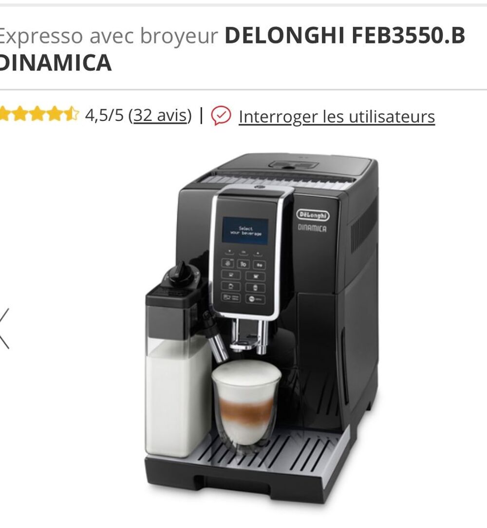 DELONGHI EXPRESSO BROYEUR FEB3550.B
Neuf Electroménager