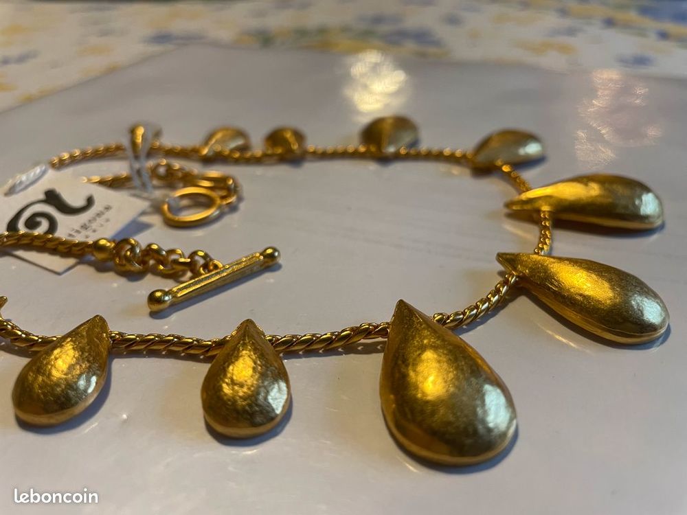Collier souple dor&eacute; Gouttes sur chaine - ANTIGONA Bijoux et montres