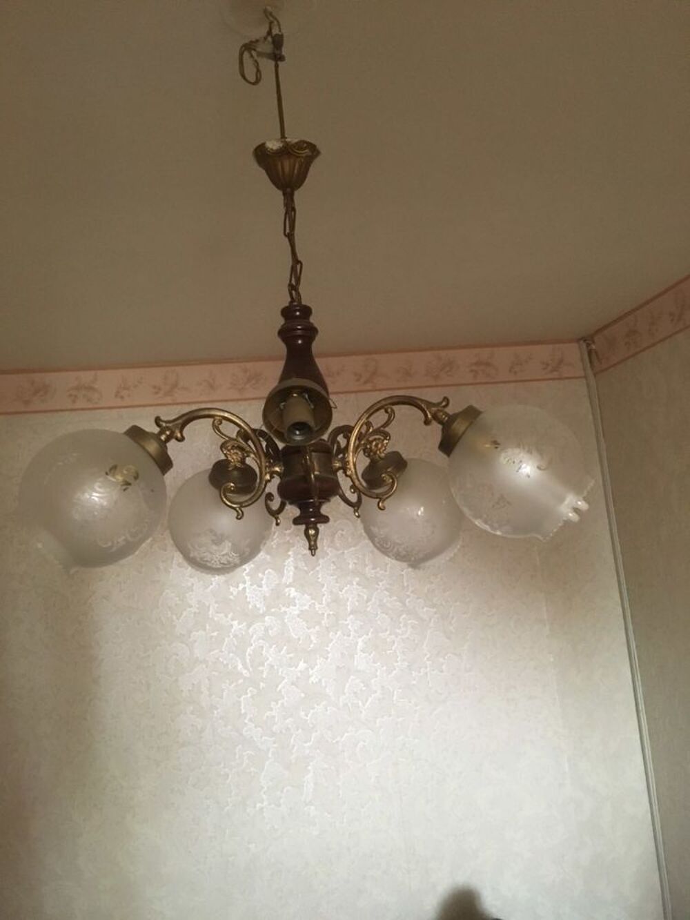 Lustre laiton et verre Décoration