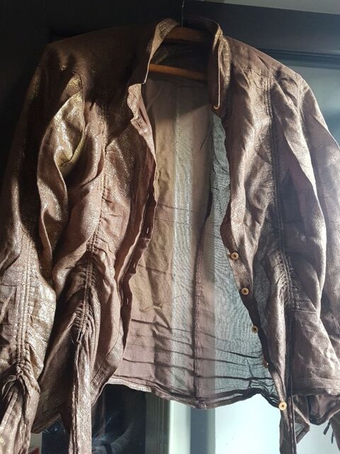 Top/chemisier marron dor� brillant, vintage 4 Mouxy (73)