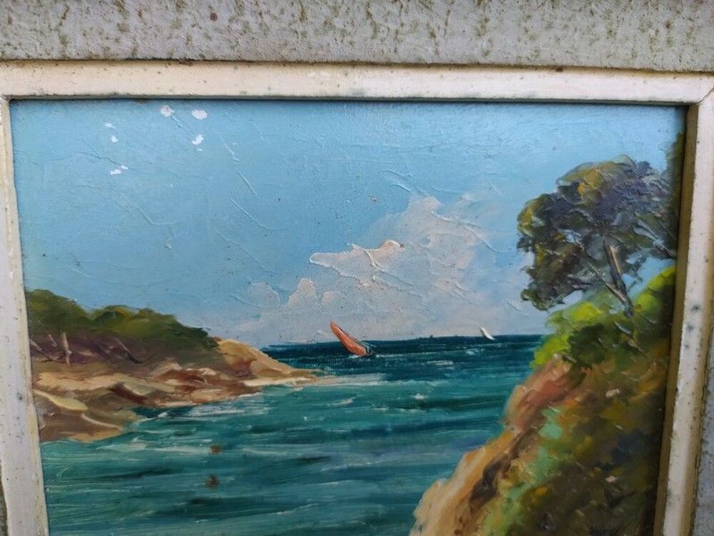 Tableau Porquerolles l'Oustaou de Diou Marine V. Bernard Décoration