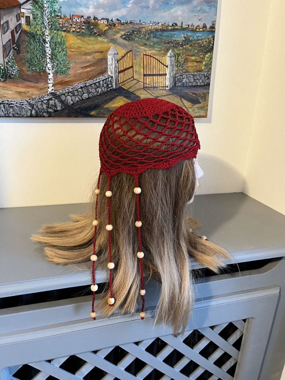 Chapeau Toque Bonnet Rouge perles Vêtements