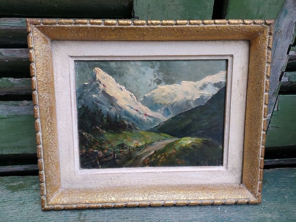 Tableau Paysage de Montagne Sign&eacute; Paul Wolf Décoration