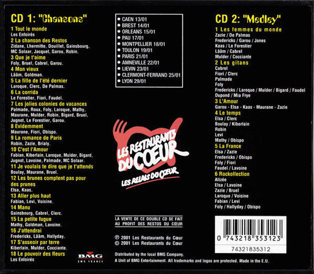 CD Les Enfoir&eacute;s ?? 2001 : L'Odyss&eacute;e Des Enfoir&eacute;s (en tres bo CD et vinyles