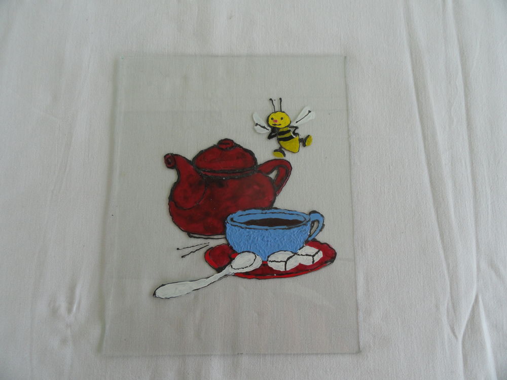 Cadre photo ( fleurs ) + peinture sur verre Décoration
