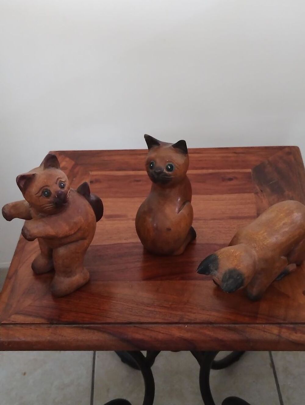 Lot de 3 chats en bois / Neufs Décoration