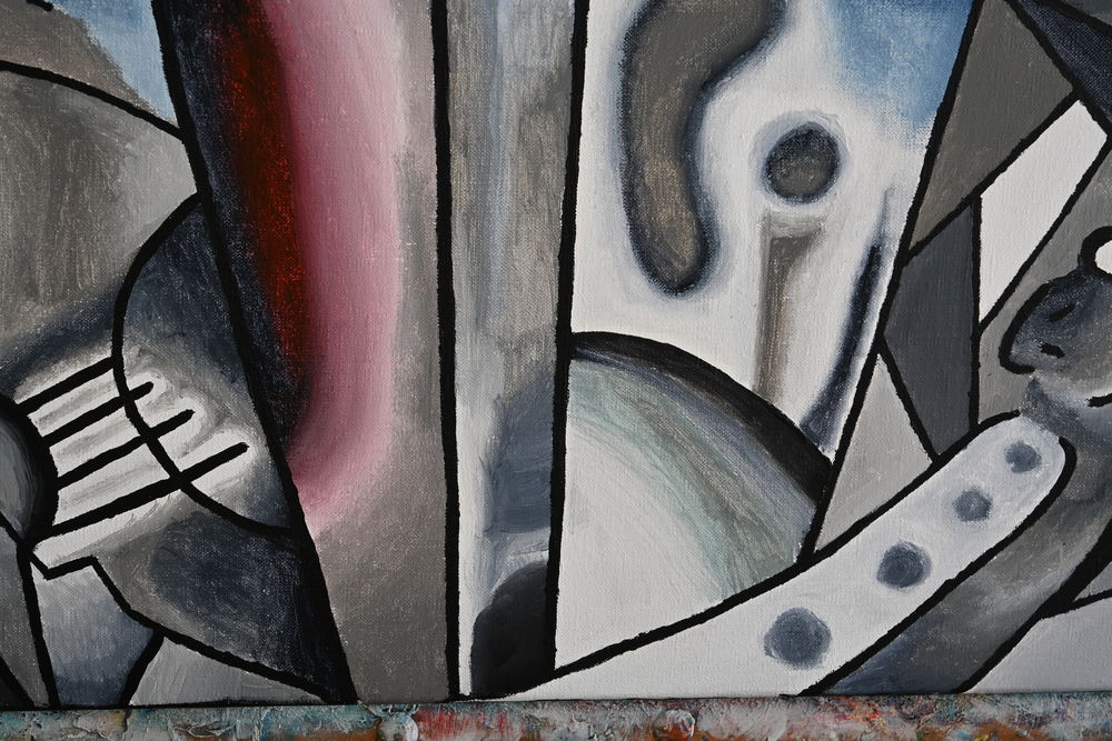 Tableau acrylique sur toile - Le pigeon noir et blanc Décoration