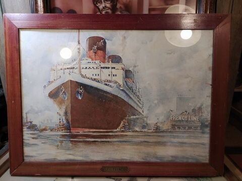 Affiche d'Agence Transatlantique Paquebot Ile de France 250 Loches (37)