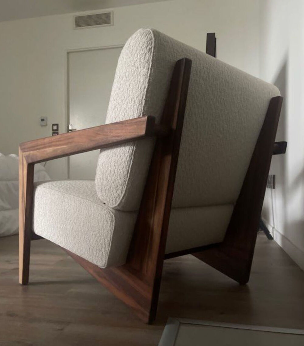 fauteuil izag noyer et bouclette Meubles