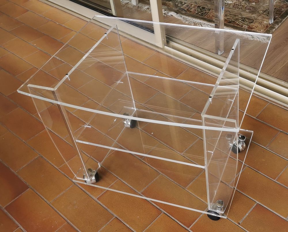 Table roulante plexiglass David Lange - t&eacute;l&eacute;/ hifi Meubles