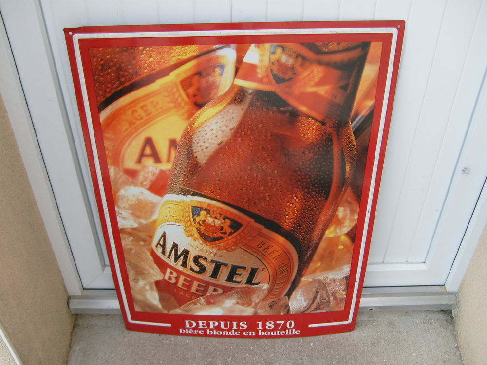 Grande plaque publicitaire en t&ocirc;le. (Amstel) Dcoration