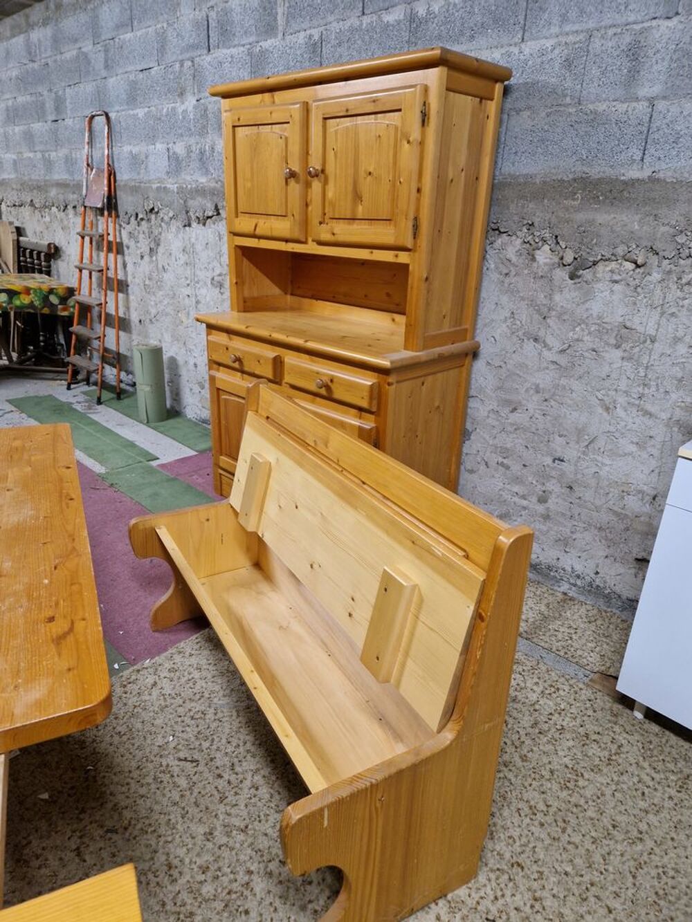 Ensemble buffet table et banc en pin Meubles