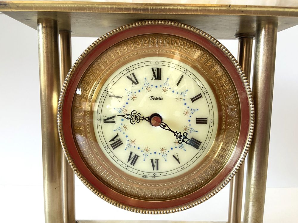 Vintage Pendulette Pendule Horloge Portique VEDETTE Marbre 