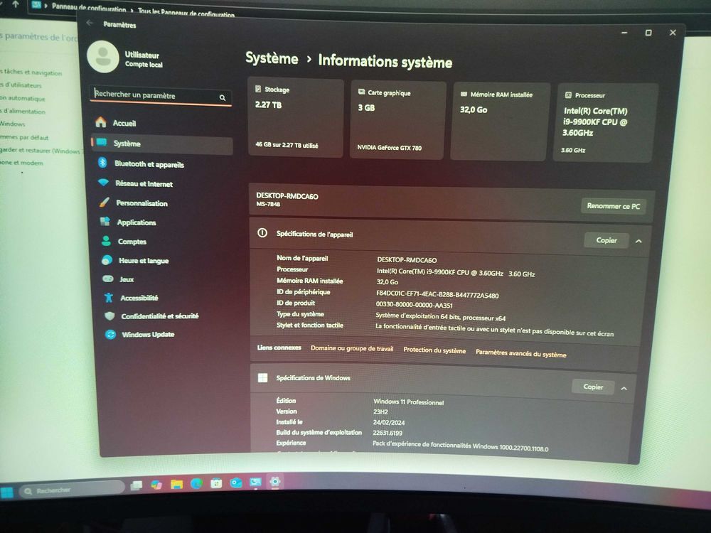 tour+compl&egrave;te+I9,+32Go,+2,5To+dont+500Go+nvme+m2 Matériel informatique