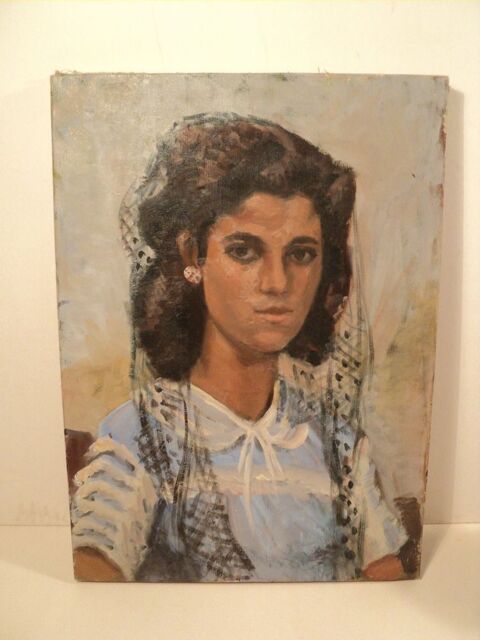 Tableau Portrait Femme � la Mantille Espagne Orientalisme. 75 Loches (37)