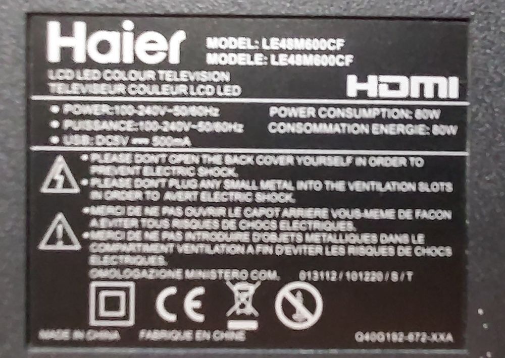 TV HAIER LE48M600CF Audio et hifi