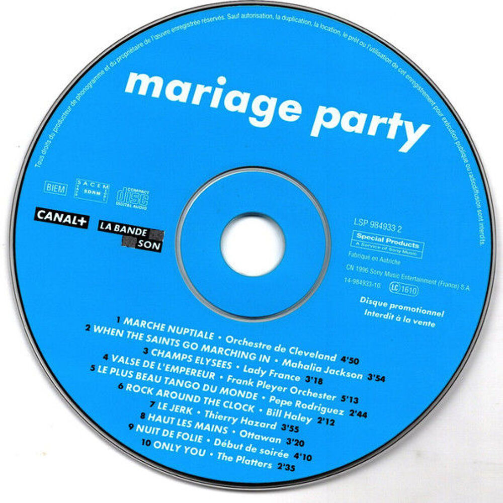 cd Mariage Party (etat neuf) CD et vinyles