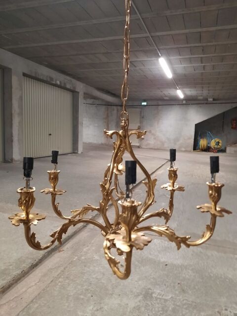 Lustre bronze massif 6 branches 60 Meylan (38)