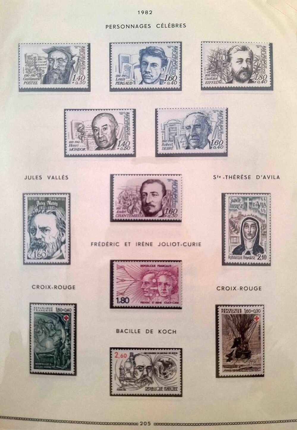 S&eacute;rie de timbres de collection de France F5 