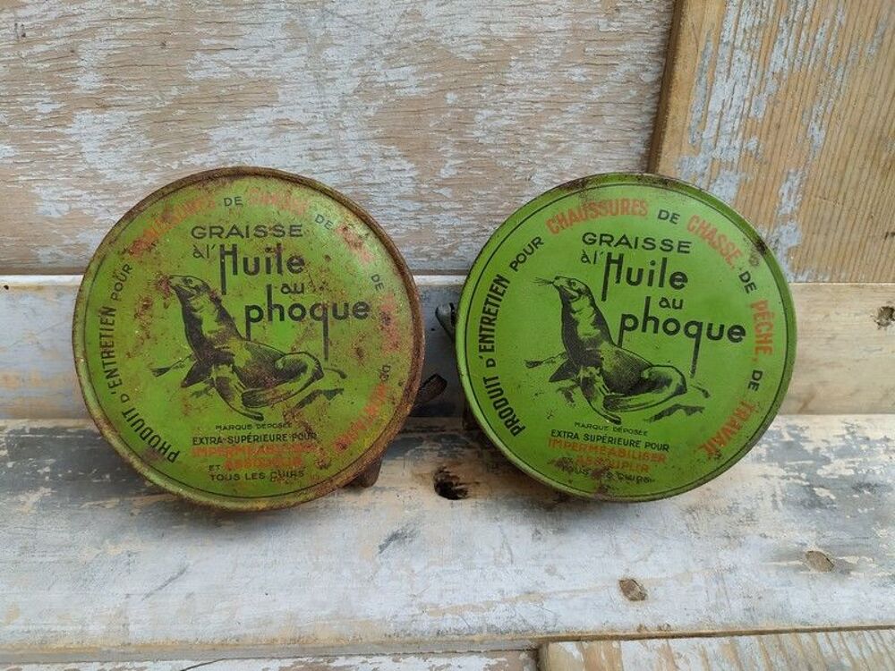 Anciennes Boites Publicitaire Graisse Huile de Phoque Cirage 
